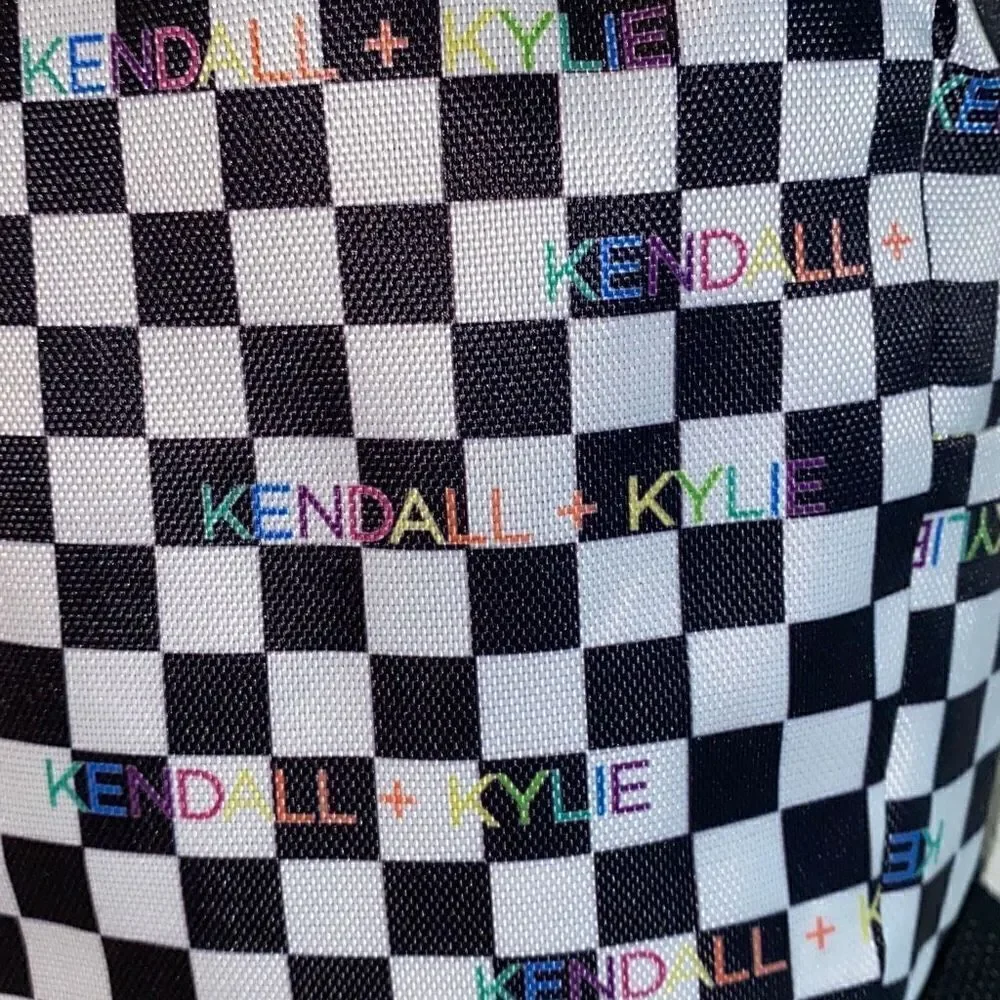 NWT Kendall & Kylie Mini Backpack black/white checkered rainbow